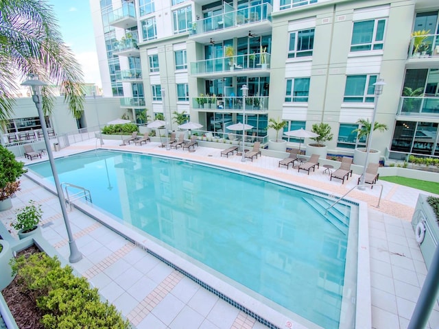 view of pool with a patio