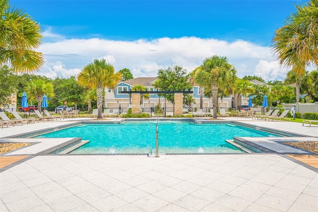 view of pool featuring a patio area