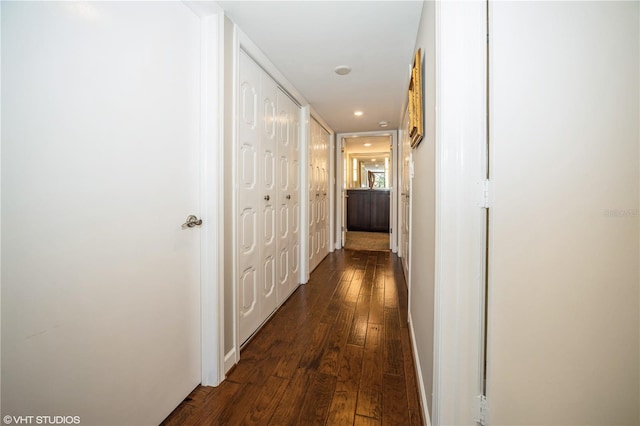 2630 Pearce Dr Unit 404, Clearwater, FL 33764 - corridor with recessed lighting, dark wood-type flooring, and baseboards