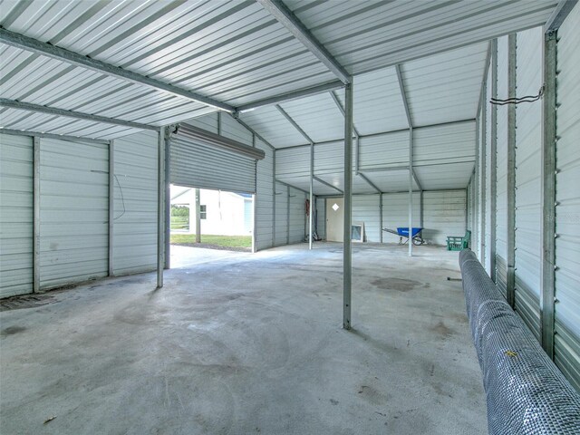 garage featuring metal wall