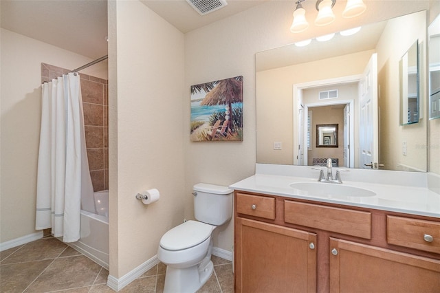 bathroom with vanity, tile patterned floors, toilet, and visible vents