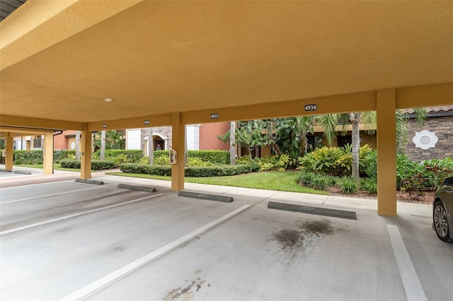 view of covered parking lot