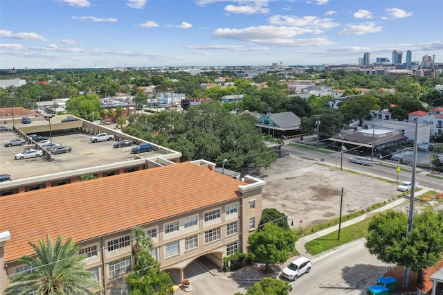 drone / aerial view with a city view