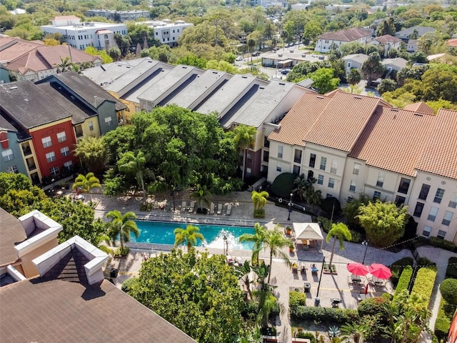 aerial view with a residential view