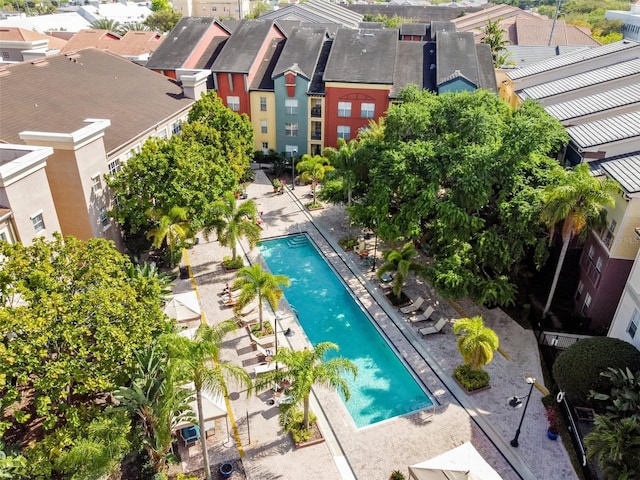 aerial view with a residential view