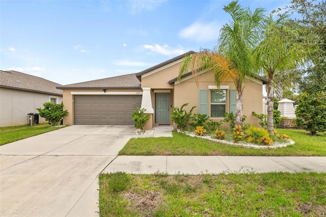 single story home with a garage