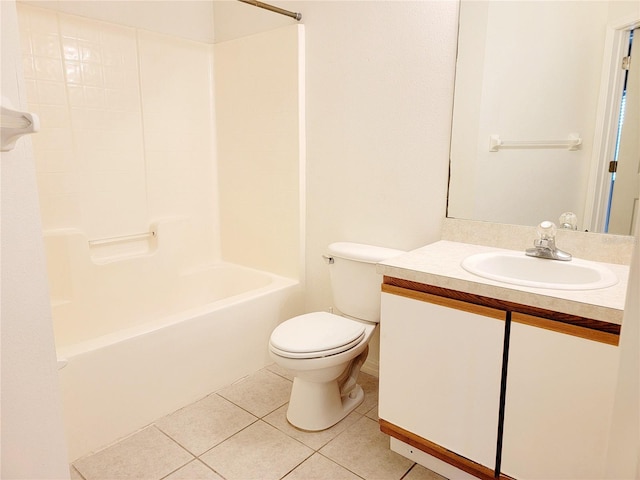 full bathroom with vanity, toilet, tile patterned flooring, and tub / shower combination