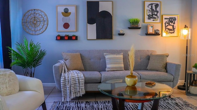 view of tiled living room