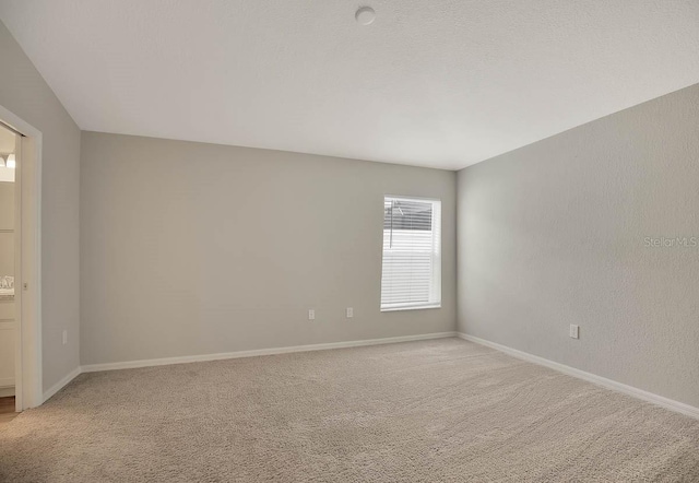 carpeted empty room featuring a textured ceiling