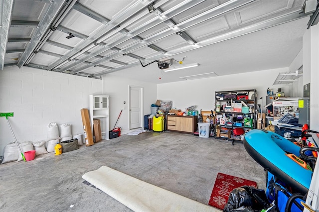 garage with a garage door opener