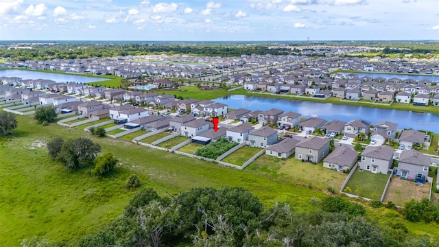 bird's eye view featuring a water view