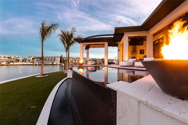 view of patio featuring a pergola