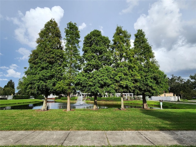 surrounding community featuring a yard and a water view