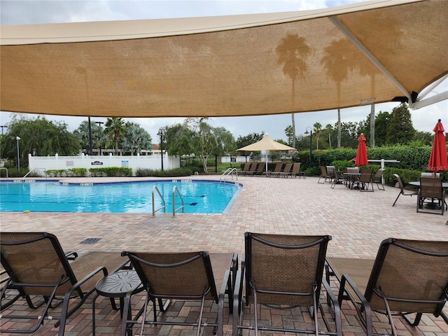 view of pool featuring a patio