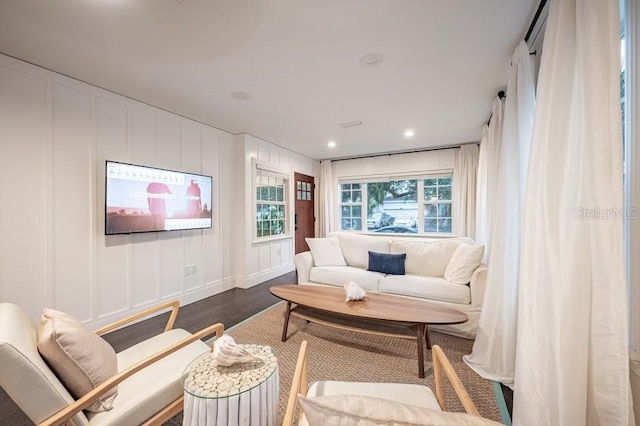 living room featuring wood-type flooring