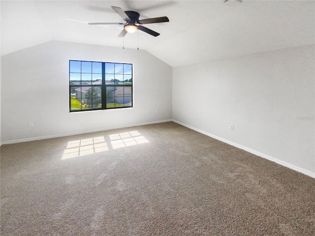 13292 Sea Bridge Dr, Hudson, FL 34669 - bonus room featuring baseboards, carpet flooring, vaulted ceiling, and a ceiling fan