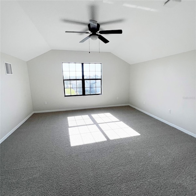 13292 Sea Bridge Dr, Hudson, FL 34669 - interior space with baseboards, visible vents, ceiling fan, and lofted ceiling