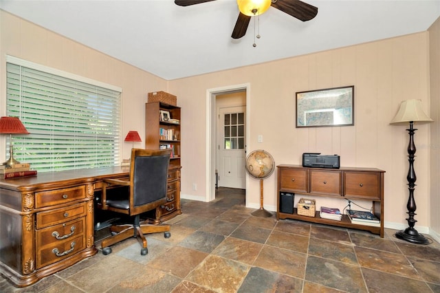 home office featuring ceiling fan