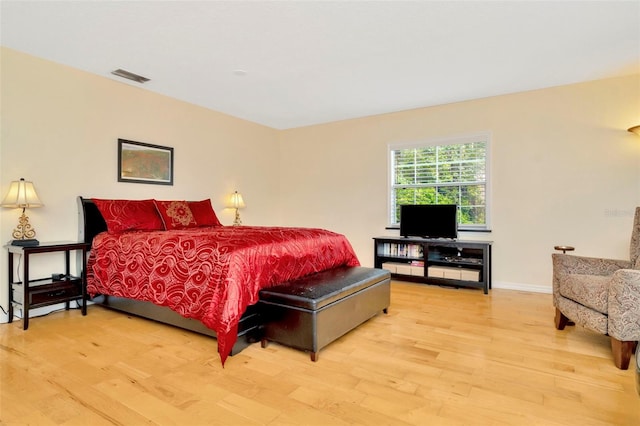 bedroom featuring light wood-type flooring