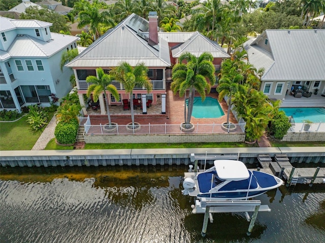 825 Islebay Dr, Apollo Beach, FL 33572 - bird's eye view featuring a water view