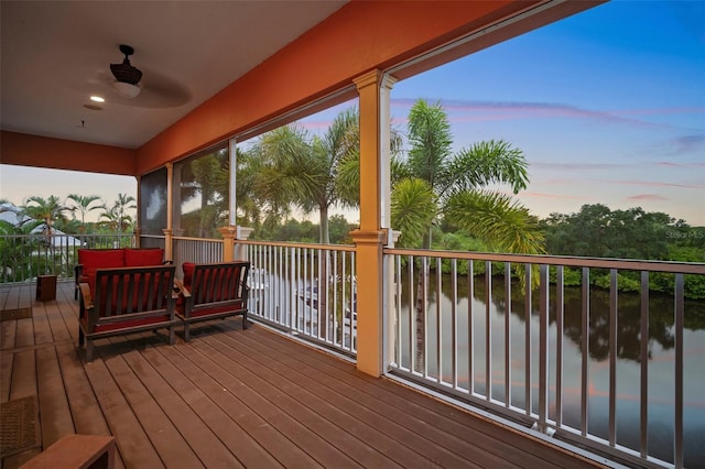 825 Islebay Dr, Apollo Beach, FL 33572 - wooden deck featuring an outdoor hangout area and a water view