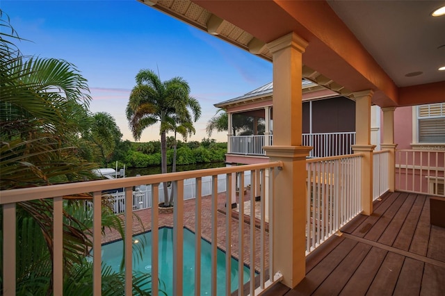 view of deck at dusk