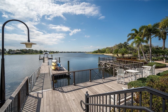 view of dock featuring a water view