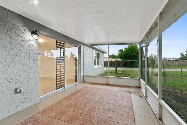 view of unfurnished sunroom