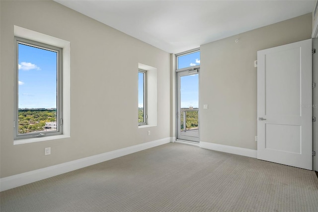 spare room featuring a healthy amount of sunlight and light carpet