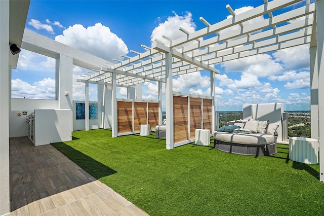 view of yard with a pergola