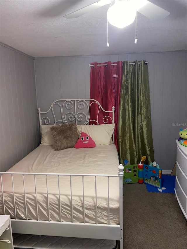 bedroom with carpet and ceiling fan