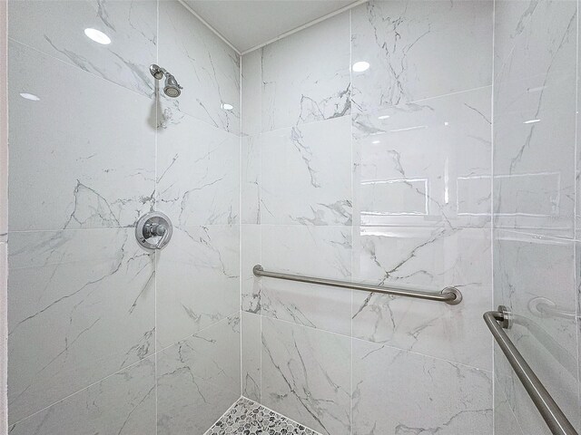 bathroom with a stall shower