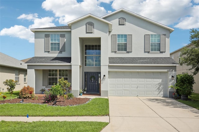 view of property with a garage