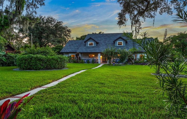 view of front of house with a front lawn