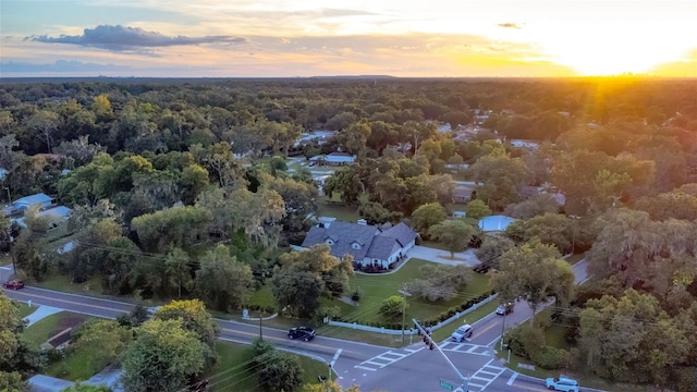 view of aerial view at dusk