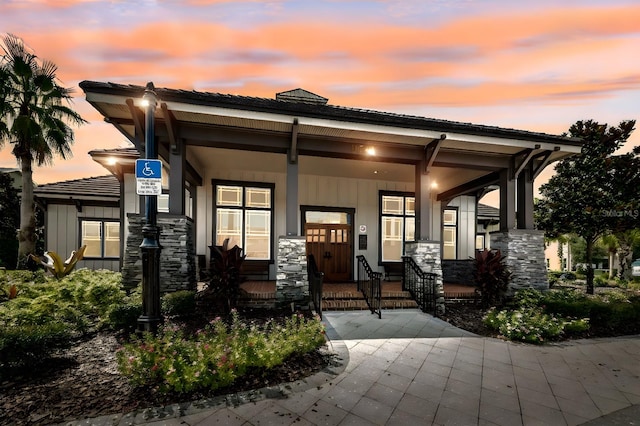 view of front of property with covered porch