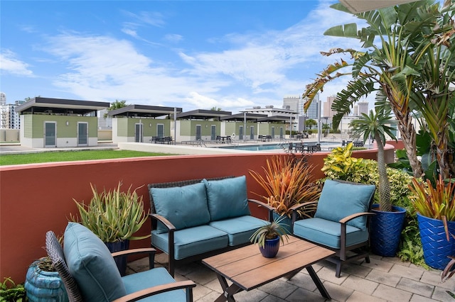 view of patio featuring an outdoor hangout area