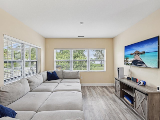 living room featuring light hardwood / wood-style flooring