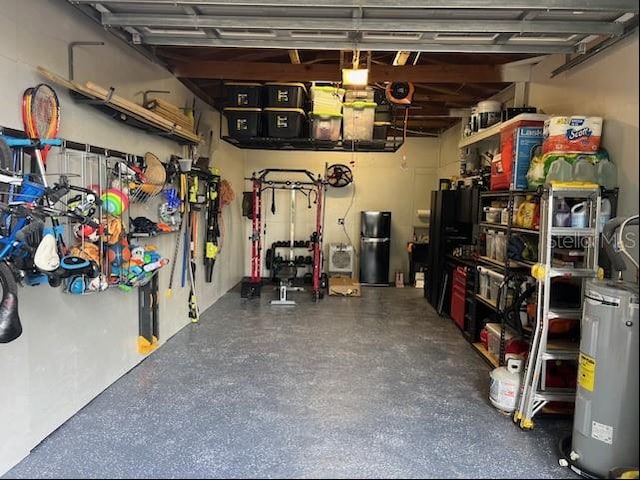 garage with water heater