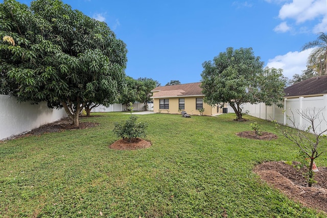 view of yard featuring a fenced backyard