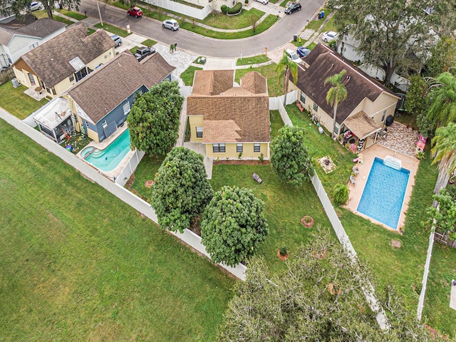 drone / aerial view with a residential view