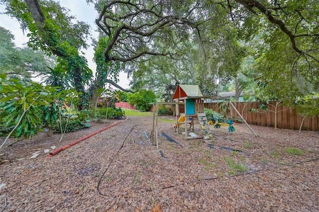 view of yard with a playground