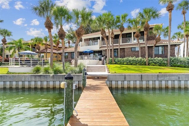 dock area featuring a water view