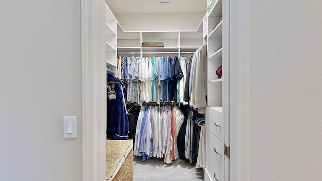 spacious closet featuring wood finished floors