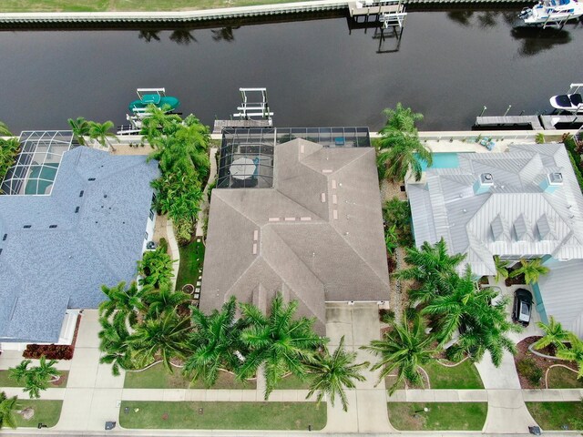view from above of property featuring a nearby body of water