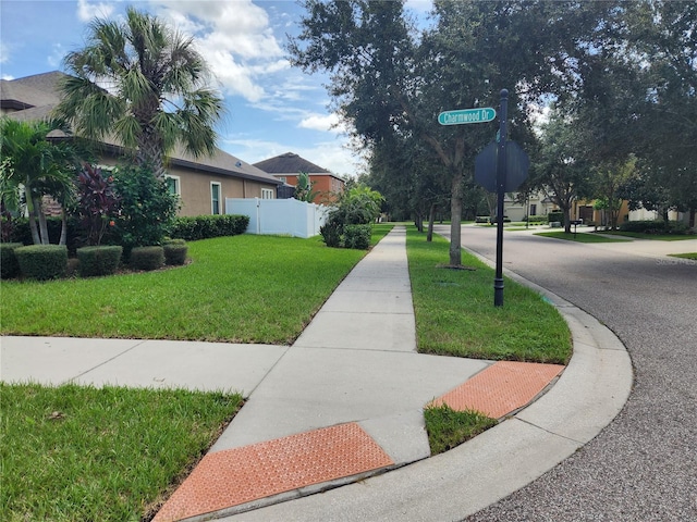 view of home's community with a yard