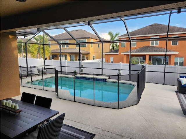 view of pool featuring a patio and a lanai