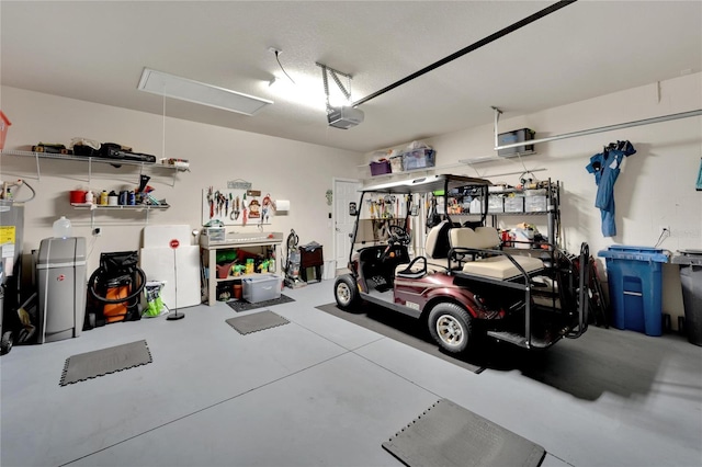 garage with a garage door opener