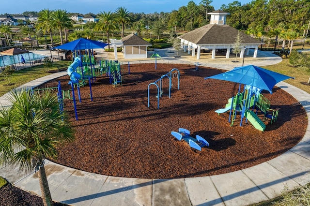 view of play area with a gazebo