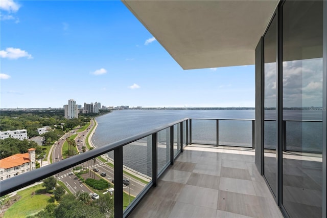 balcony with a water view